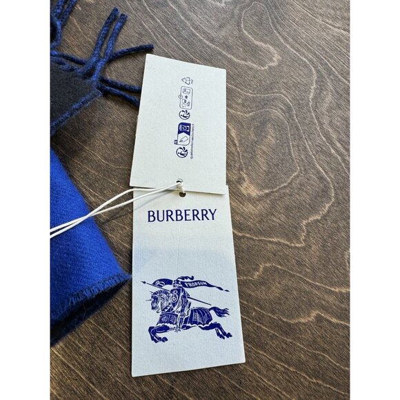 $1450 NWT BURBERRY PRORSUM Blue Luxurious Reversible Pure Cashmere Large Shawl - Picture 4 of 16